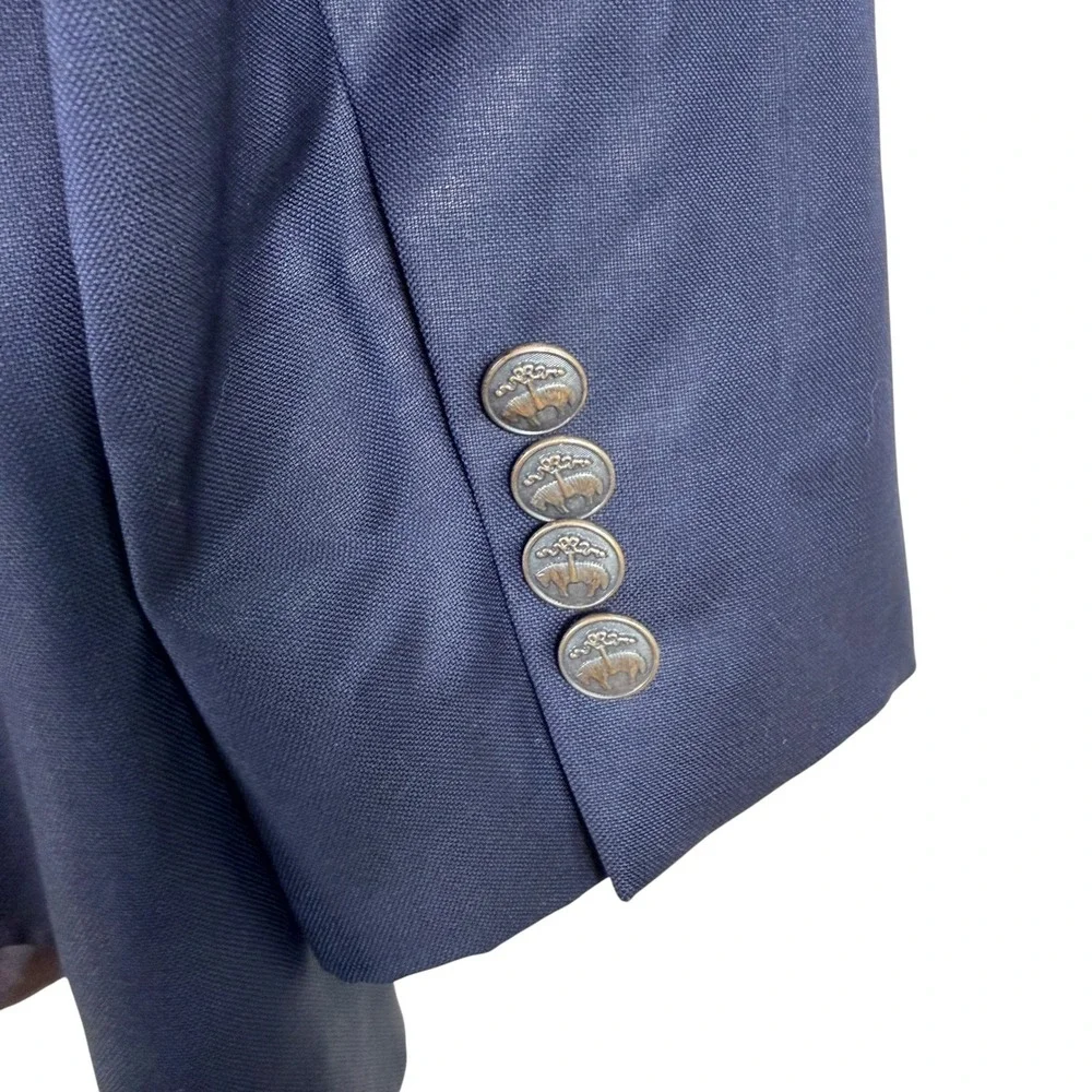 Brooks Brothers 346 Regent Fit Blazer Mens 44L Navy Blue Wool Gold Crest Button